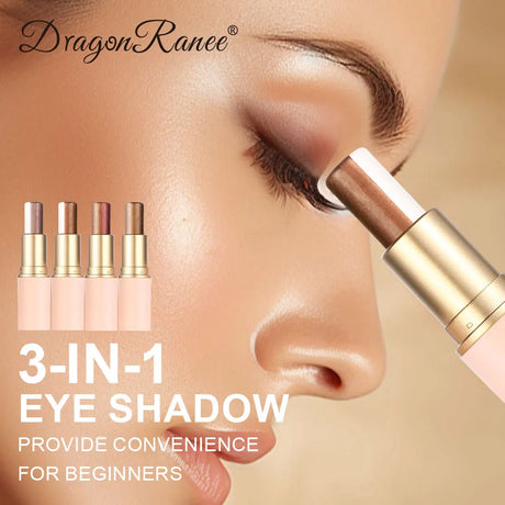 Three-color Eyeshadow Pen Highlighting Stick Waterproof Easy-to-Use Glitter Pearl Eyeshadow Stick Shimmer One-Swipe Eyes Makeup