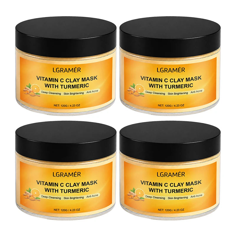 120g Turmeric Clay Mask, Deep Cleansing Formula, Effectively Controls Oil, Tightens Pores, Fades Dull Complexion and Rough Skin