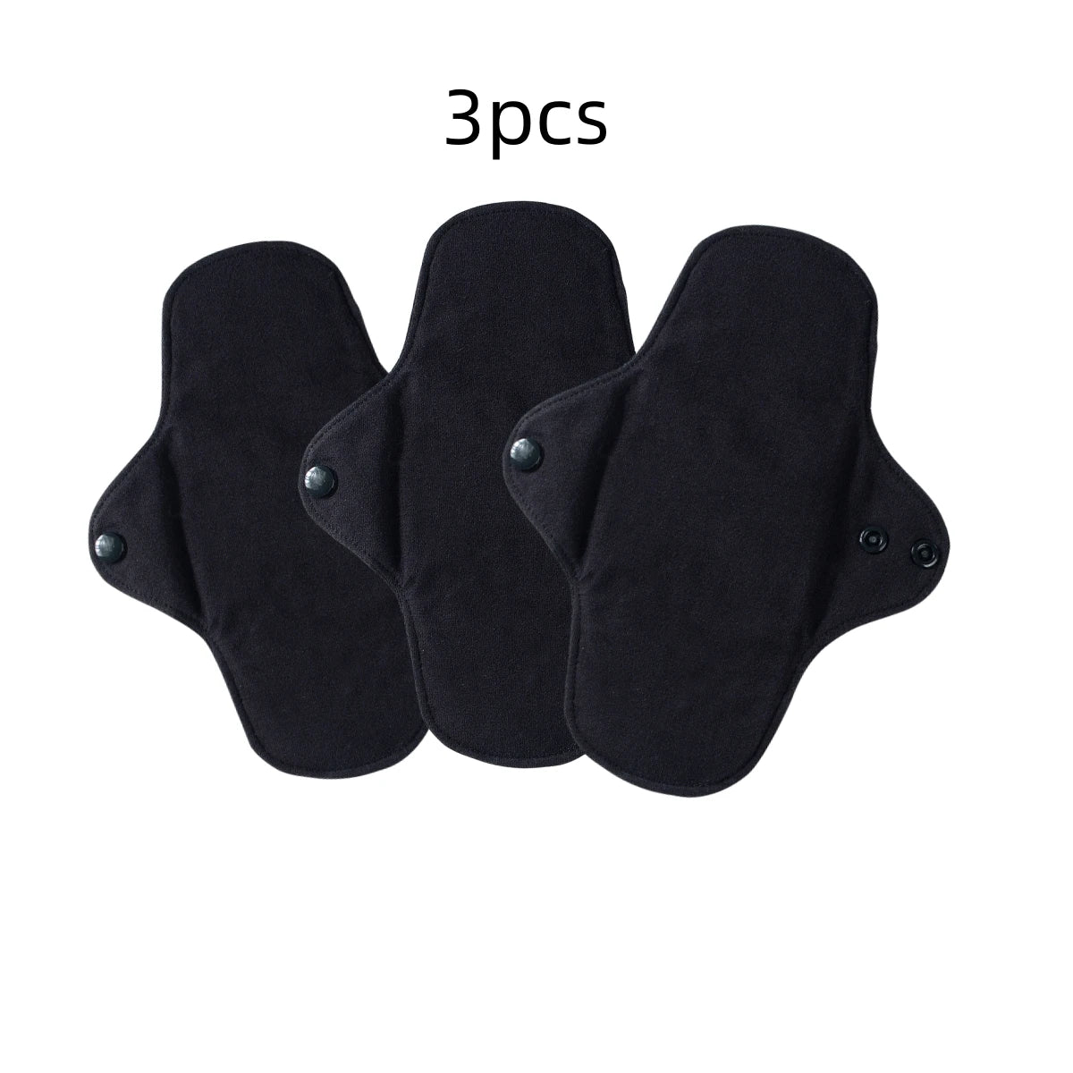 3Pcs Black Pure Cotton Reusable Menstrual Pads Reusable Sanitary Waterproof Cloth Pads For Heavy Flow Large Sanitary Pads Set