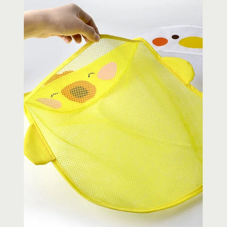 Baby Bath Toy Storage Bag Cartoon Cute Duck Mesh Quick Drying Bathroom Bath Bag with Suction Cup Drying Hanging Bag