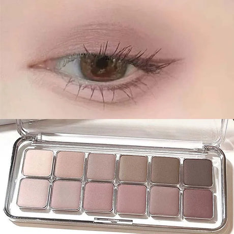 Sexy Rose Wine Red Brown Glitter Eyeshadow Saturation Soft Matte Grey Pink 12 Color Eye Shadow Makeup Palette Eye Contour Makeup