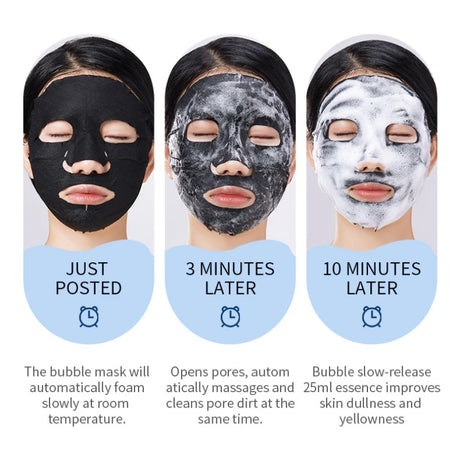 20 Pieces of Bamboo Charcoal Bubble Mask, Moisturizing and Nourishing, Deep Cleansing, Gentle and Skin-Friendly Texture, High-Fitting Mask That Can Purify and Soften the Skin