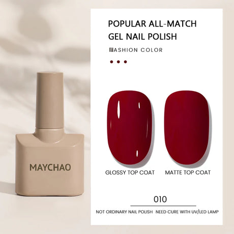 MAYCHAO Gel Nail Polish 12ML Full Coverage Base Top Coat Soak Off Gel Polish UV LED Gel Semi Permanent Varnishes Design Nail Art