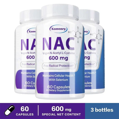 NAC Capsules 600mg - Support Skin Health, Antioxidant, Detox, Enhance Immunity - Non-GMO