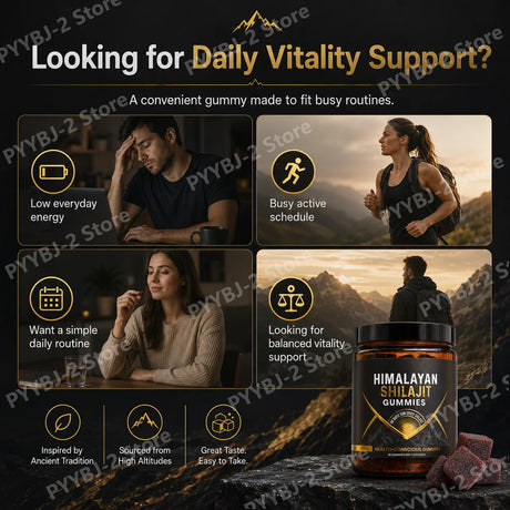 Shilajit Gummies Support Energy and Vitality Berry Flavor with Pomegranate & Honey ExtractDaily Wellness Support 30 Gummies