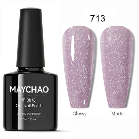 MAYCHAO Glitter Gel Nail Polish 7.3ml Semi-permanent Sequins Shiny Gel Base Top Coat Soak Off UV LED Varnish Nail Art Decoration