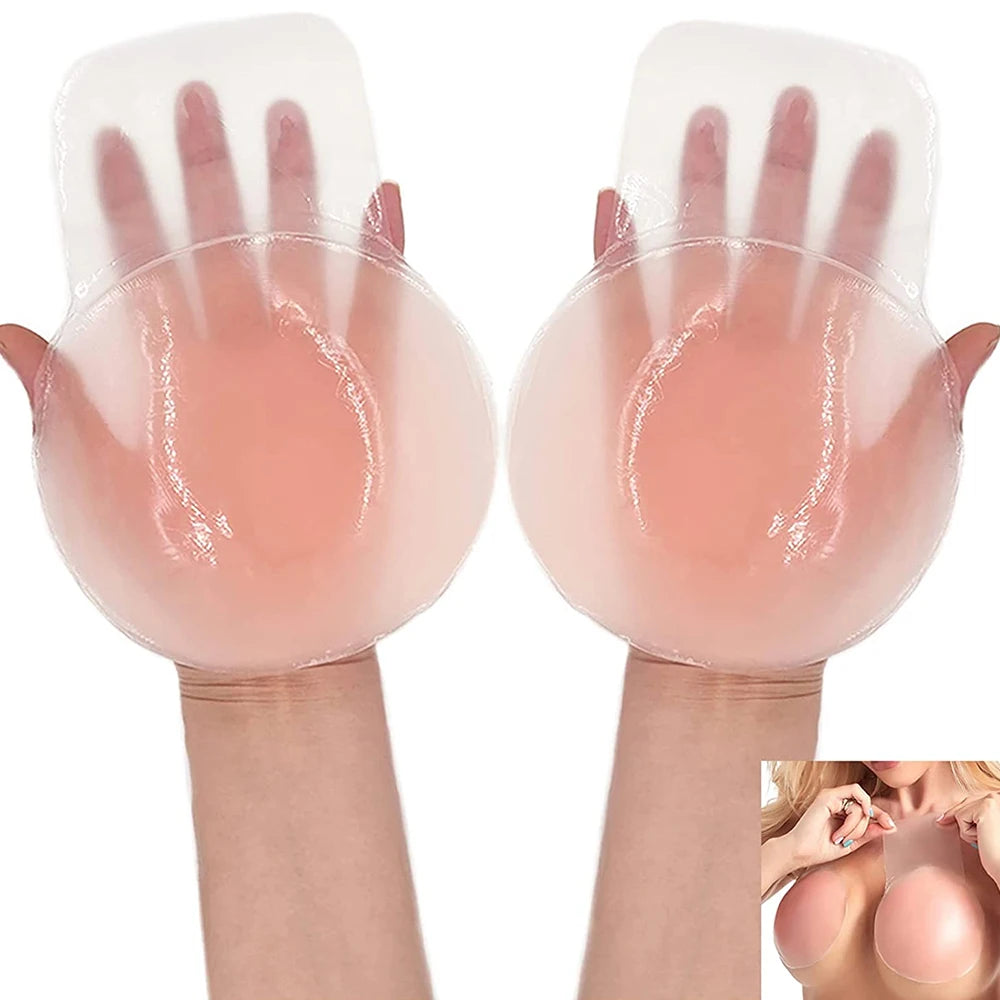 Women Lift Up Invisible Reusable Self Adhesive Silicone Breast Lift Tape Nipple Cover Chest Paste Push Up Party Dress Bras