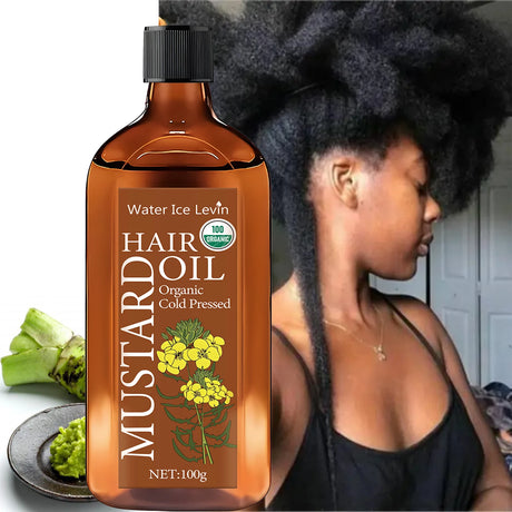 Organic Cold Pressed Mustard Hair Oil - Hyaluronic Acid & Vitamin Infusion, Deep Nourishment, Winter Hydration Therapy