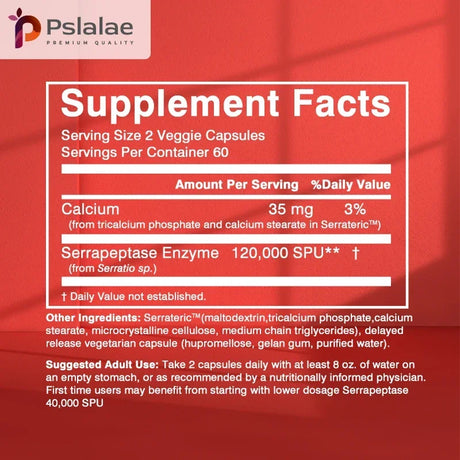 High Potency Serratiopeptidase Capsules - Supports Sinus Health and Airway Function and Improves Immunity Supplement