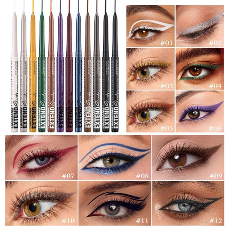 12-Color Fashion Eyeliner Pencil Smokey Punk Style Eye Liner Pen