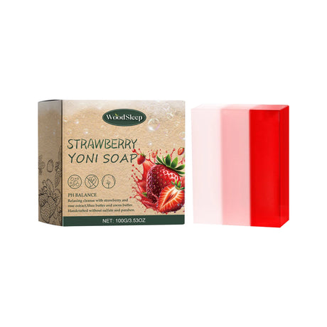 Female Wash Soap Yoni Bar Soap for Women Ph Balance Strawberry Remove Odor Deep Cleaning Moisturizing Private Parts Products