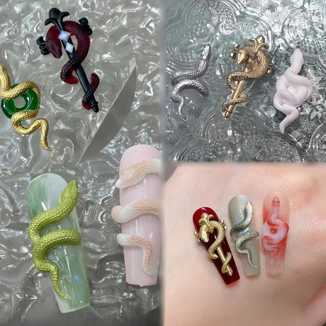 1 Pc Snake Pattern Silicone Nail Mold 3D Stereoscopic Nails Art Decorations DIY Manicure Tool Nail Template Mold
