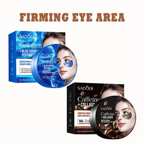 60/120pcs SADOER Caffeine Crystal Collagen Eye Mask: Moisturizing Eye Patches for Eye Care Ant -Aging Anti Wrinkles Skin Care