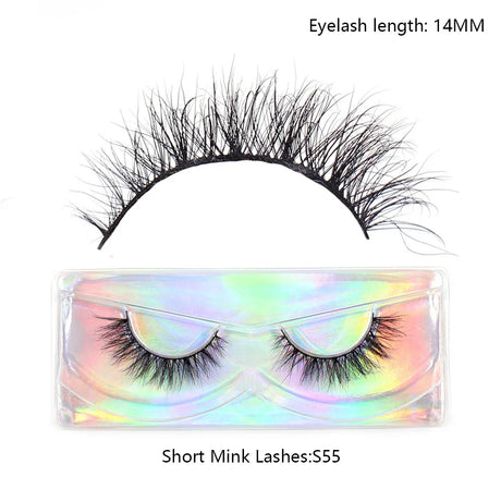 LEHUAMAO 12mm-15mm Short Natural 3D Mink Lashes Fluffy Wispy False Eyelashes 100% Cruelty Free Eyelash Extensio Face Makeup