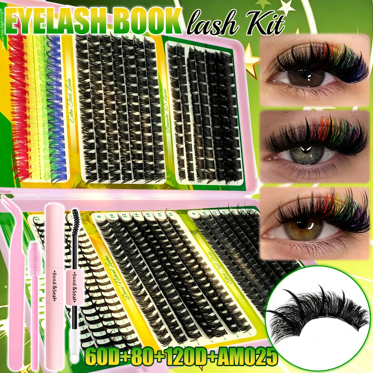 600pcs DIY Eyelash Clusters Kit - 60D 80D 100D 150D, 10-18mm Length Mix | Thick Natural Reusable False Lashes for Doll