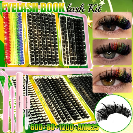 600pcs DIY Eyelash Clusters Kit - 60D 80D 100D 150D, 10-18mm Length Mix | Thick Natural Reusable False Lashes for Doll