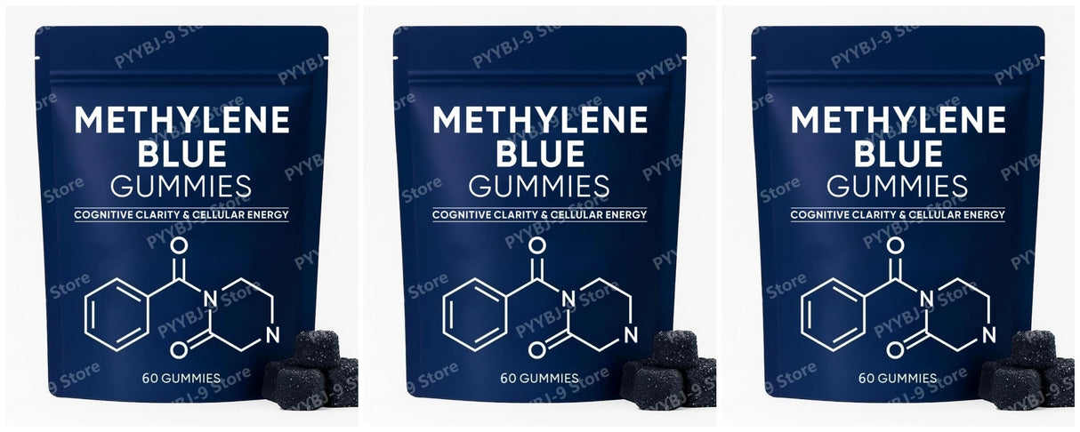 Methylene Blue Gummies 5mg, 99.9% Pure USP‑Grade, for Cognitive Support, Mental Clarity, Lifted Mood, Sharper Focus, 30/60 CT
