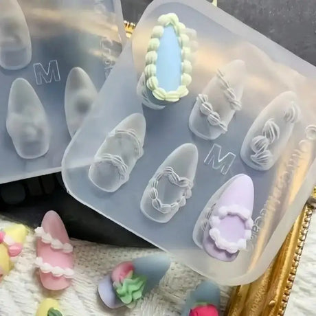 1Pcs 3D Bowknot Silicone Nail Art Mold 90Shapes Sweet Ribbon Nails Templates DIY Design Manicure Stencils For Nail Charms Molds
