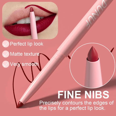 6Pcs Velvet Matte Lip Liner Pencil Set High Pigment Smooth Silky Texture Easy to Color & Define Lip Contours Daily Lip Makeup