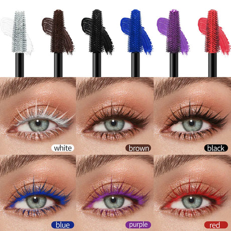 6-Color Mascara,Volumizing Lengthening,Waterproof Smudge-Proof,Long-Lasting Colorful Eyelash Makeup for Daily, Women's Cosmetics