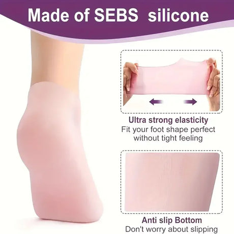 2 Pieces Silicone Foot Care Socks, Moisturizing Protection, Softening Dry, Cracked Heels, Foot Care Tools for Men and Women