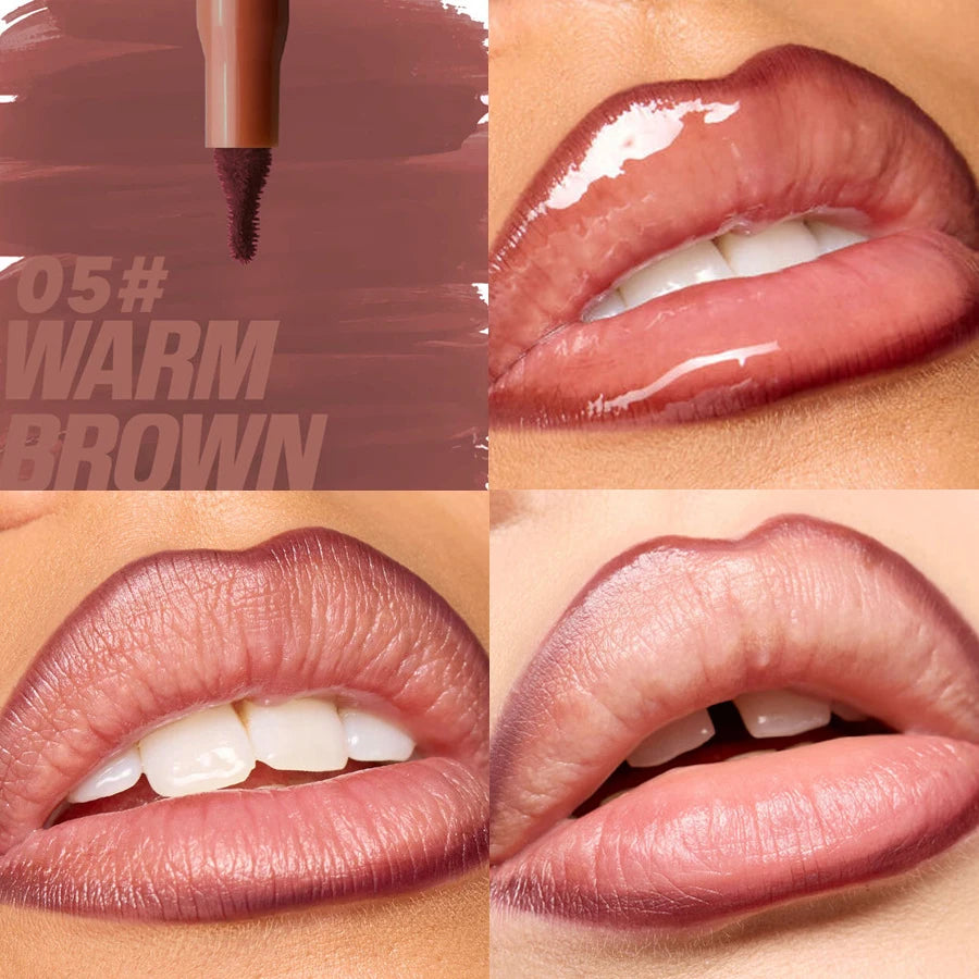 Plush Lip Brush Head Cherry Red Lip Liner Lip Contour Tint Lipstick Pencil Waterproof Velvet Brown Matte Lipliner Pencil Makeup