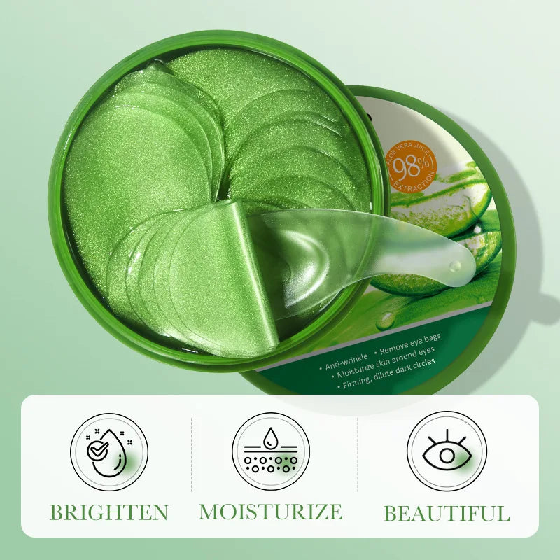 SADOER 60pcs Collagen & Aloe Vera Eye Mask Patches Anti Dark Circles Eye Bags Removal Moisturizing & Firming Skin Care Treatment