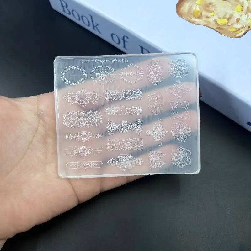 3D Silicone Nail Art Mold for DIY Manicure European Style Retro Lace Design Transparent Decorative Template