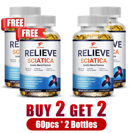 Relieve Sciatica Capsules, Support Lower Lumbar Sciatic, Hip, Thigh, Leg, Foot, Nerve & Joint Health, Relax Muscles, Flexibility