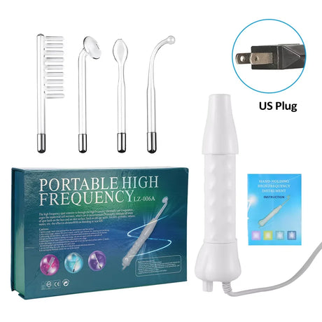 4-in-1 Portable Handheld Electric Neon Wand for Face Skin Beauty High Frequency Facial Therapy Tool for Acne Treatment