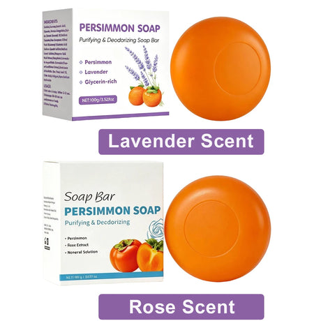 Persimmon Soap Bar for Body Odor Control, Japanese Persimmon & Lavender Extract for Unisex, Purifying & Deodorizing Soap, 100g
