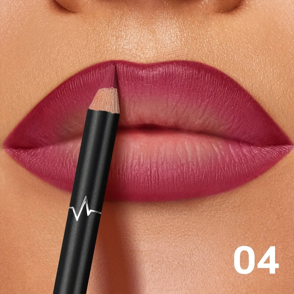 Pudaier 6-Color Waterproof Matte Lip Liner - Long-Lasting, Non-Transfer Formula, Matte Finish, 6 Versatile Shades