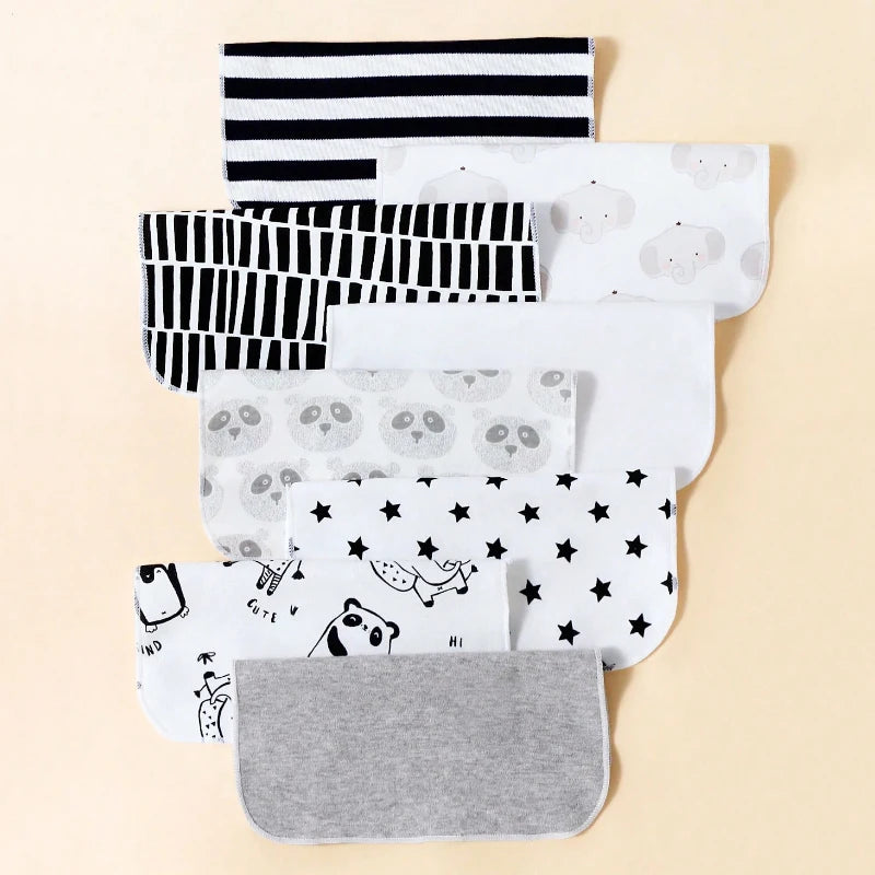 8 Piece Baby Saliva Wipes 100% Cotton Soft and Comfortable Shower Towels Newborn Bath Time Baby Wipes Cloths Handkerchief
