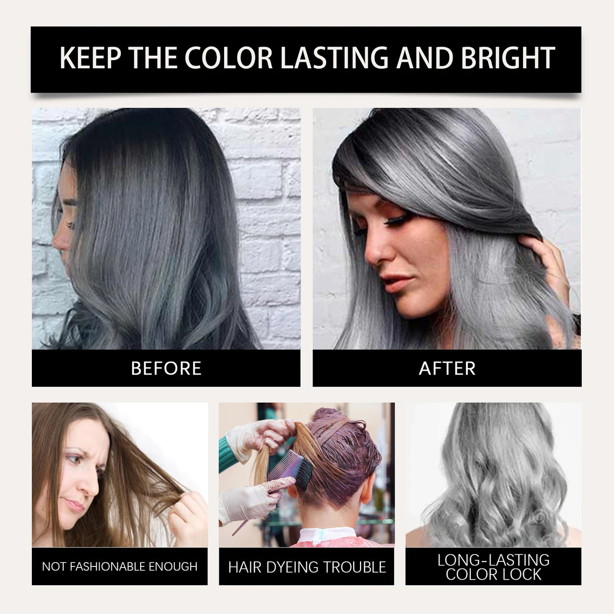 HOEGOA Silver Grey Hair Dye Spray Long-lasting Locking Color Plant Extract Formula Nourishing Roots Hair Care Prevent Dryness