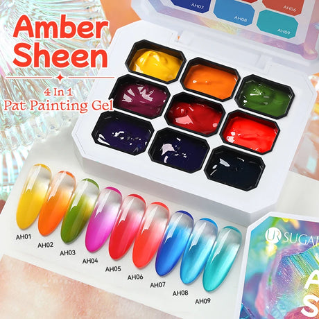UR SUGAR 9 Colors Gradient Painting Gel Nail Art Gradient Color DIY Design Gel 4 In 1 Used For Gradient Nail Stamping Pattern