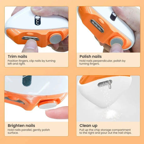 Automatic Electric Nail Trimmer & Polisher with LED Light - Safe Nail Care for Adults & Babies