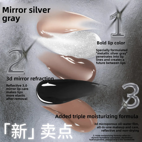 HYNTOOR Playful Rebellious Lip Gloss Planet Mouth Black Mouth Silver Mouth Gray Lip Oil Mirror Water Gloss