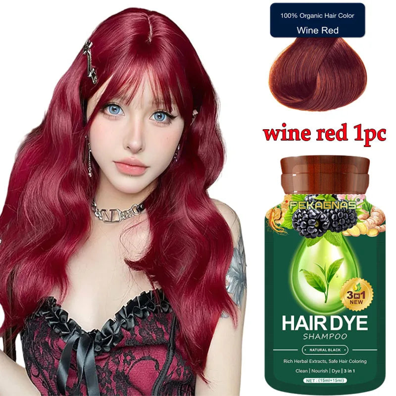Pure Natural Herbal Hair Dye Shampoo Change Hair Color Cover Gray Hair White Hair Treatment Bubble Plant Hair Dye Hair Care