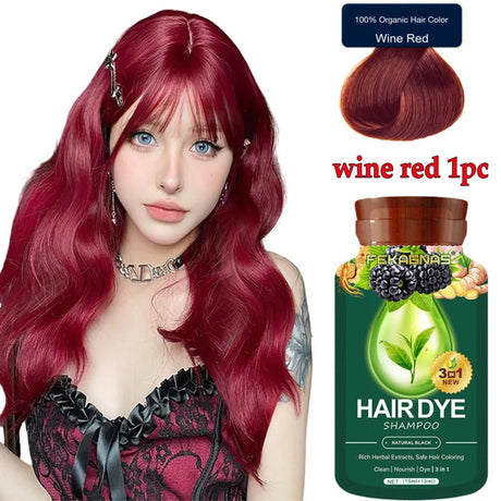 Pure Natural Herbal Hair Dye Shampoo Change Hair Color Cover Gray Hair White Hair Treatment Bubble Plant Hair Dye Hair Care