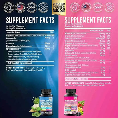 Arginine Neuroamine Capsules Myo-Inositol and Magnesium Multivitamin Combo with Vitamin D3 K2 Zinc Chromium