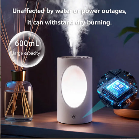 600ml Portable Aroma Diffuser With Colorful LED Lights Battery Rechargeable Wireless Air Humidifier For Bedroom Office