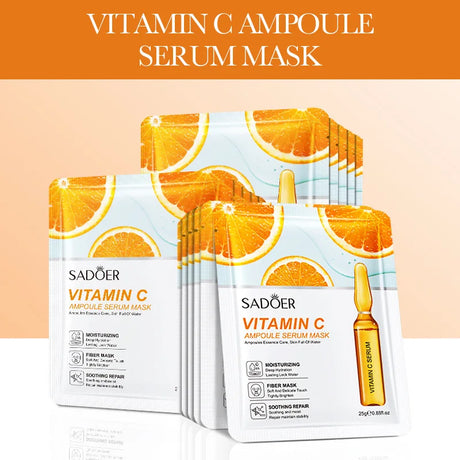 15pcs SADOER 24K Gold Vitamin C Hyaluronic Acid Facial Masks for Face Moisturizing Firming Hydrating Face Mask Facial Skin Care
