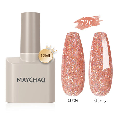 MAYCHAO Gel Nail Polish 12ML Full Coverage Base Top Coat Soak Off Gel Polish UV LED Gel Semi Permanent Varnishes Design Nail Art