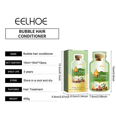 EELHOE Natural Plant Hair Dye Care Coloring Hair Long Lasting Convenient Protection Bubble Plant Hair Dye Shampoo Foam 10Pcs/Box