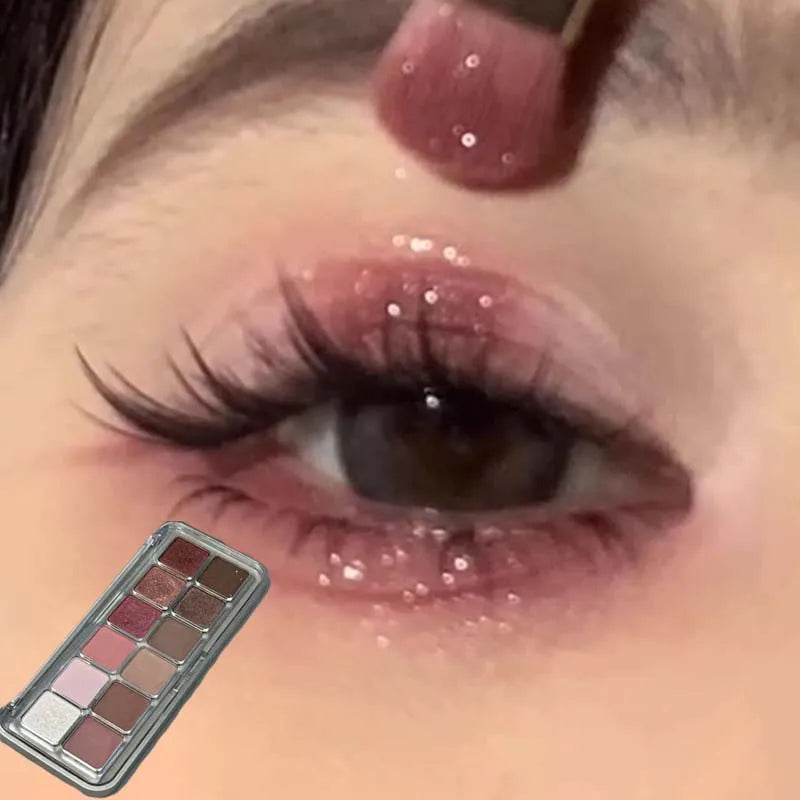 Sexy Rose Wine Red Brown Glitter Eyeshadow Saturation Soft Matte Grey Pink 12 Color Eye Shadow Makeup Palette Eye Contour Makeup