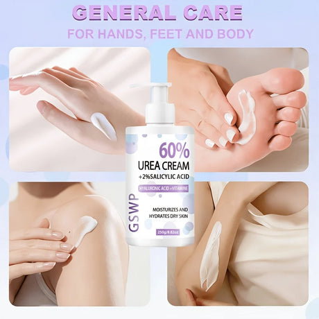 GSWP 60% Urea Moisturising Hand and Foot Cream, Containing Salicylic Acid, Protects and Nourishes Hands and Feet. 250g/500g