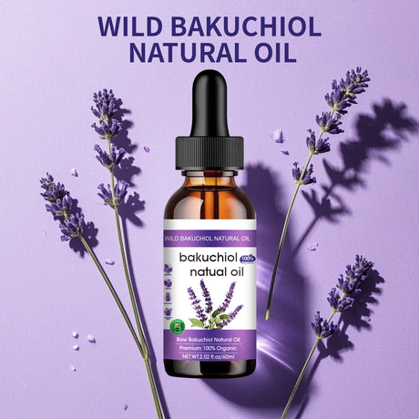 Bakuchiol Anti-Aging Face Oil 60ml - Natural Retinol Alternative with Lavender, Promotes Glowing, Youthful-Looking Skin.