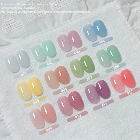MAINEL 1-12Pcs Fashion Nude Shiny Soak Off UV Gel Nail Gel Polish Cosmetics Nail Art Nails Gel Polish Tips Nail Varnish
