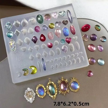 Retro Picture Frame Gem Baroque Shell Carving 3D Relief Manicure Templates Nail Art Transparent Silicone Nail Mold