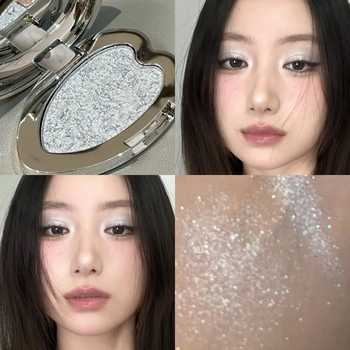 Pearlescent Lavender Eyeshadow Palette Facial Blusher Highlighter Brightening Glitter Heart-shaped Eye Shadow Makeup Cosmetics